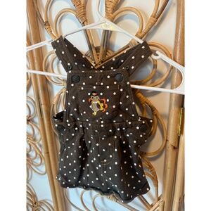 Carter's Baby Girls 6 Months Brown White Polka Dot Turkey Fall Overall Dress Jum